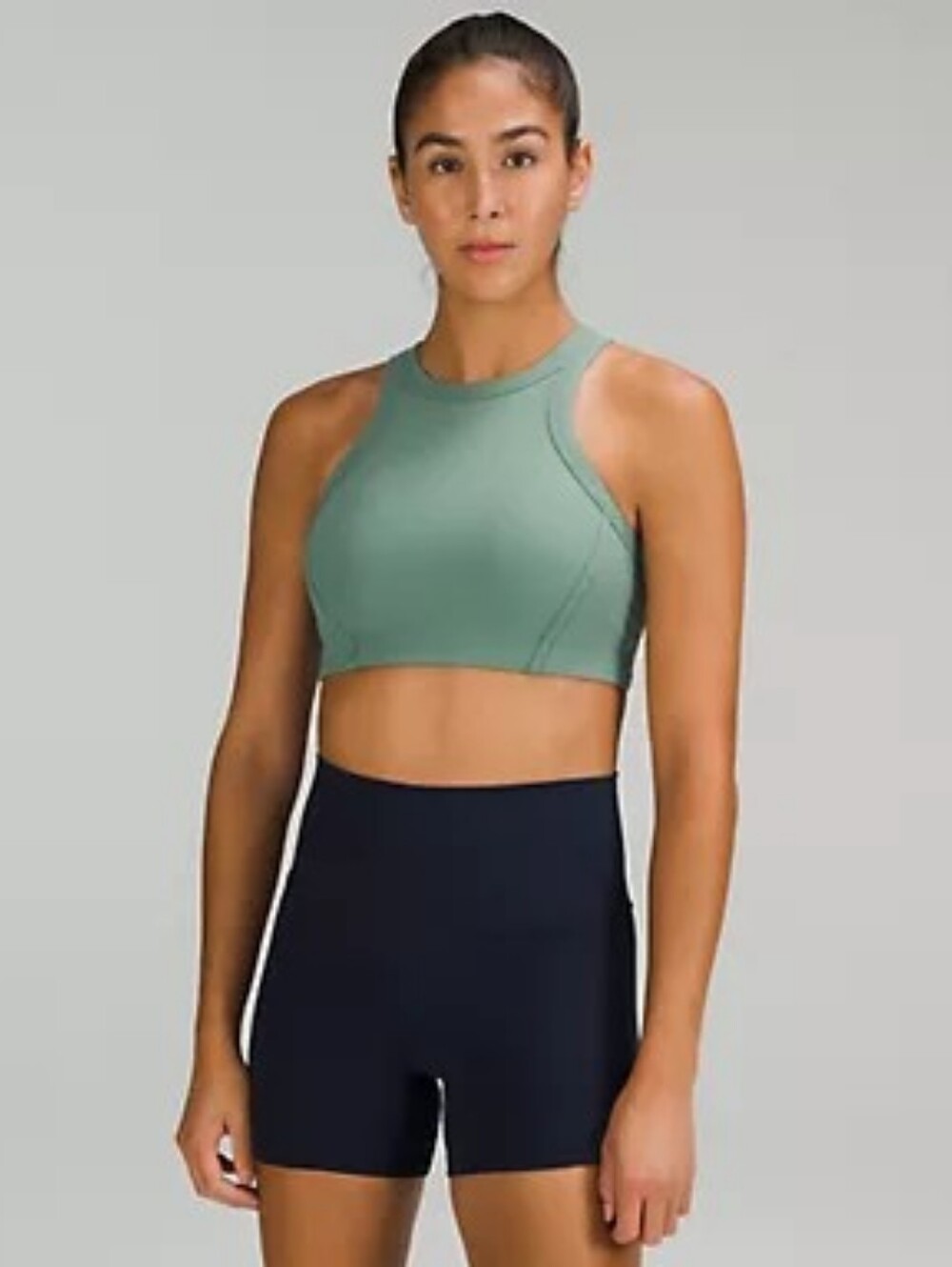 Lululemon Ribbed Nulu High-Neck Yoga Bra Tidewater Teal Size 4